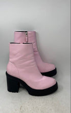 Load image into Gallery viewer, Asos Womens Pink Leather Side Zip Round Toe Block Heel Ankle Booties Size 11

