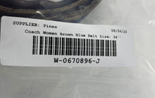 Load image into Gallery viewer, Coach Womens Brown Blue Signature Print Adjustable Formal Dress Belt Size 34

