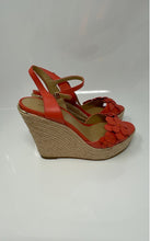 Load image into Gallery viewer, Michael Kors Womens Beige Dark Nude Leather Wedge Heel Slingback Sandals Size 6M
