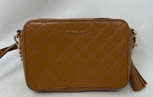 Load image into Gallery viewer, Michael Kors Womens Brown Chain Embossed Leather Tassel Zipper Crossbody Bag
