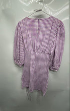 Load image into Gallery viewer, Zara Womens Lilac Gingham Balloon Sleeve Adjustable Round Neck Mini Dress Sz XS
