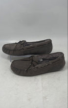 Load image into Gallery viewer, UGG Womens Dakota Gray Suede Fur Lined Round Toe House Moccasin Slippers Size 9

