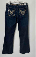 Load image into Gallery viewer, Cache Womens Dark Blue Denim Medium Wash Regular Fit Bootcut Leg Jeans Size 2
