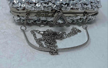 Load image into Gallery viewer, Unbranded Womens Silver With Stones Rectangle Cocktail Small Clutch Purse
