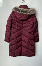 Load image into Gallery viewer, Lands' End Womens Burgundy Long Sleeve Full Zip Pockets Hooded Puffer Coat Sz S
