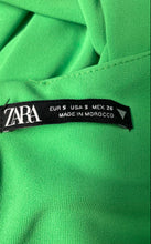 Load image into Gallery viewer, Zara Womens Green Sleeveless Ruched Cowl Neck Wrap Dress Size Small
