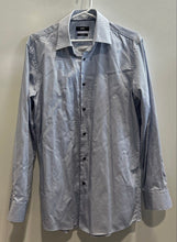 Load image into Gallery viewer, Hugo Boss Mens Blue Striped Sharp Fit Long Sleeve Dress Shirt Size 15.5
