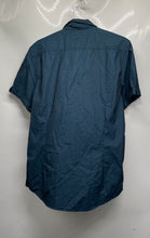 Load image into Gallery viewer, Guess Mens Blue Short Sleeve Pockets Collared Button-Up Shirt Size Large
