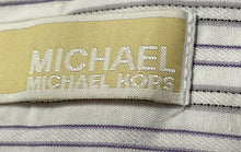 Load image into Gallery viewer, Michael Kors Mens White Blue Striped Cotton Long Sleeve Dress Shirt Size XL
