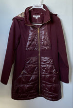 Load image into Gallery viewer, Via Spiga Womens Wine Long Sleeve Front Full-Zip Hooded Rain Coat Size XS
