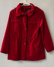 Load image into Gallery viewer, London Fog Womens Red Long Sleeve Collared Hooded Front Full-Zip Jacket Size M
