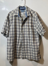 Load image into Gallery viewer, Tommy Hilfiger Mens Black White Plaid Cotton Short Sleeve Button-Up Shirt Sz L
