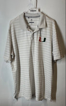 Load image into Gallery viewer, Adidas Mens White Striped Miami Hurricanes NCAA Golf Polo Shirt Size XL

