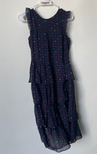 Load image into Gallery viewer, J Crew Womens Blue Lip Print Silk Sleeveless Tiered Midi A-Line Dress Size 00
