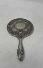 Load image into Gallery viewer, Silver-Tone Swirl Engraved Collectible Round Shape Hand Mirror
