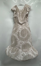 Load image into Gallery viewer, Elena Baldi Womens Beige Tie-Dye Flutter Sleeve Ruffle Hem A-Line Dress Size S
