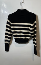 Load image into Gallery viewer, Zara Womens Black White Striped Long Sleeve Quarter-Zip Pullover Sweater Size S
