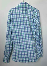 Load image into Gallery viewer, Express Mens Green Check Print Collared Button Front Dress Shirt Size Large

