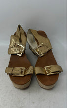Load image into Gallery viewer, Michael Kors Womens Warren Gold-Tone Animal Print Platform Sandals Size 10M
