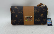 Load image into Gallery viewer, Beverly Hills Polo Club Womens Beige Brown Signature Zip-Around Wallet With Tags
