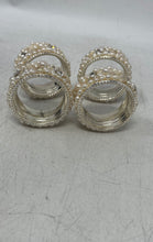 Load image into Gallery viewer, Set Of 4 Pcs Isabella Adams Silver-Tone Faux Pearl Beads Napkin Rings With Box
