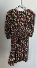 Load image into Gallery viewer, Zara Womens Multicolor Floral Printed Collarless V-Neck A-Line Dress Size Small
