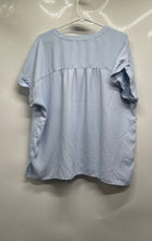 Load image into Gallery viewer, Ann Taylor Womens Light Blue Short Sleeve Henley Neck Blouse Top Size XL
