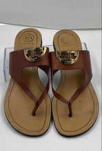 Load image into Gallery viewer, Authentic Tory Burch Womens Brown Leather Slip-On Thong Sandals Size 10M Worn
