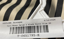 Load image into Gallery viewer, Zara Womens Beige &amp; Black Striped Slash Pockets Flat Front Cropped Pants Size XS
