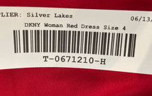 Load image into Gallery viewer, DKNY Womens Red Long Sleeve Tie Waist Surplice Neck Wrap Dress Size 4
