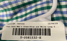 Load image into Gallery viewer, Hugo Boss Mens Green Blue White Gingham Long Sleeve Slim Fit Dress Shirt Sz 17.5
