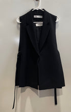 Load image into Gallery viewer, Zara Womens Black Sleeveless Notch Lapel Long One-Button Vest Size Small

