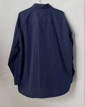 Load image into Gallery viewer, Kenneth Cole Reaction Mens Navy Blue Striped Long Sleeve Dress Shirt Size XL
