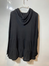 Load image into Gallery viewer, Lane Bryant Womens Black Long Sleeve Ruffle Hooded Blouse Top Size 14/16 W/ Tag
