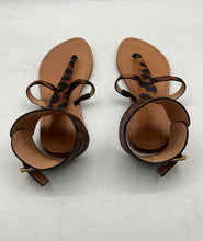 Load image into Gallery viewer, Schutz Womens Brown Leather Animal Print Flat Ankle Strap Sandals Size EU 36
