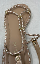 Load image into Gallery viewer, Aldo Womens Qilinna Gold Pink Open Toe Flat Ankle Strap Sandals Size 7
