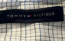 Load image into Gallery viewer, Tommy Hilfiger Mens White Plaid Printed Button Front Dress Shirt Size Medium
