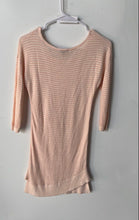 Load image into Gallery viewer, Express Womens Peach Striped 3/4 Sleeve Asymmetric Hem Pullover Sweater Size XS
