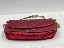 Load image into Gallery viewer, Jimmy Choo Parfums Womens Red Glitter Chain Strap Flap Over Lined Crossbody Bag
