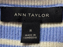 Load image into Gallery viewer, Ann Taylor Womens Blue White Striped Short Sleeve Pullover Sweater Size M
