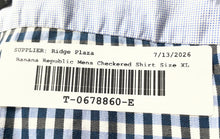 Load image into Gallery viewer, Banana Republic Mens Blue White Gingham Cotton Classic Fit Button-Up Shirt Sz XL
