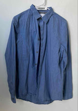 Load image into Gallery viewer, Calvin Klein Mens Blue Cotton Long Sleeve Collared Button-Up Shirt Size Medium
