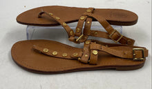 Load image into Gallery viewer, Authentic Tory Burch Womens Brown Leather Flat Thong Sandals Size 8.5M Worn
