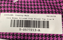 Load image into Gallery viewer, Zara Womens Purple Houndstooth Print Collared Tie Waist Cropped Blouse Top Sz M
