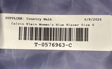 Load image into Gallery viewer, Calvin Klein Womens Blue Collarless Long Sleeve Open Front Blazer Jacket Size 6
