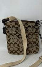 Load image into Gallery viewer, Coach Womens Brown Signature Print Charm Adjustable Strap Crossbody Bag
