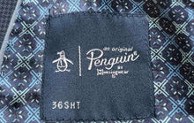Load image into Gallery viewer, Penguin Mens Blue Pinstripe Long Sleeve Notch Collar 2-Button Blazer Size 36S
