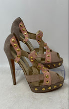 Load image into Gallery viewer, Brian Atwood Womens 140mm Pink Beige Cutout Studded High Platform Heels Size 36
