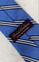 Load image into Gallery viewer, Brooks Brothers Mens Blue And White Striped Keeper Loop Adjustable Pointed Tie
