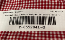 Load image into Gallery viewer, Michael Kors Mens Red White Printed Cotton Classic Fit Button-Up Shirt Size L
